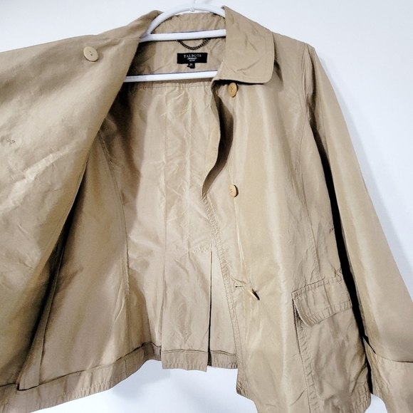 Talbots Tan Button Up Trench Jacket Size 16P - Picture 5 of 11